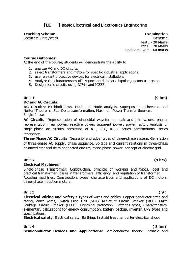 Basic Electrical And Electronics Engineering Comp Pdf