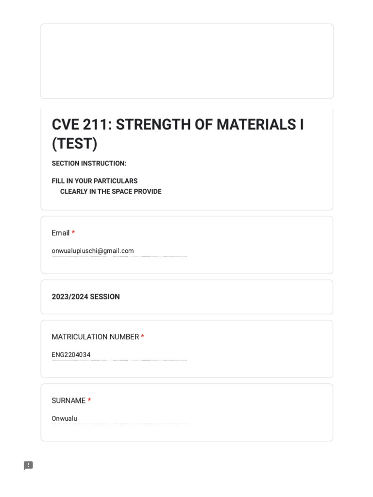 Cve 211 - Strength of Materials I (Test) | PDF | Stress (Mechanics ...