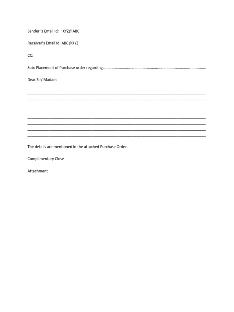 Email Writing For Placing Purchase Order | PDF