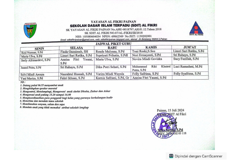 Jadwal Piket Guru 2024 1 Pdf