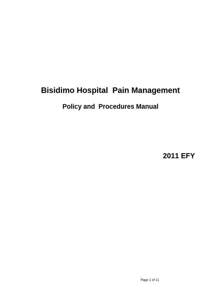 Bisidimo Hospital Pain Policy Guide | PDF | Pain | Pain Management