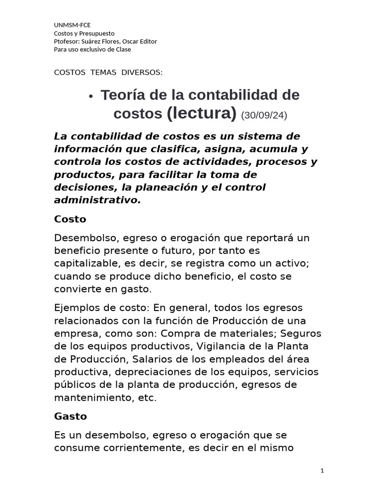Contabilidad de Costos y Gastos Empresariales | PDF | Presupuesto ...