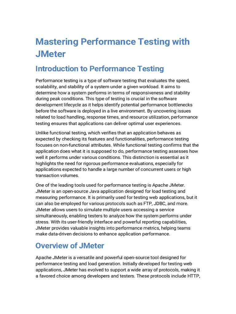Mastering Performance Testing With Jmeter | PDF