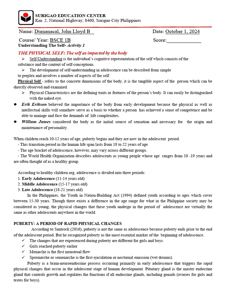 UTS - Dumanacal - Activity 1 | PDF