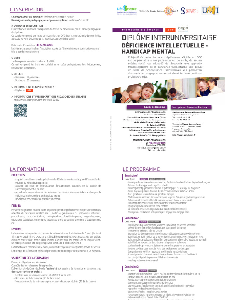 DIU Deficience Intellectuelle Plaquette | PDF