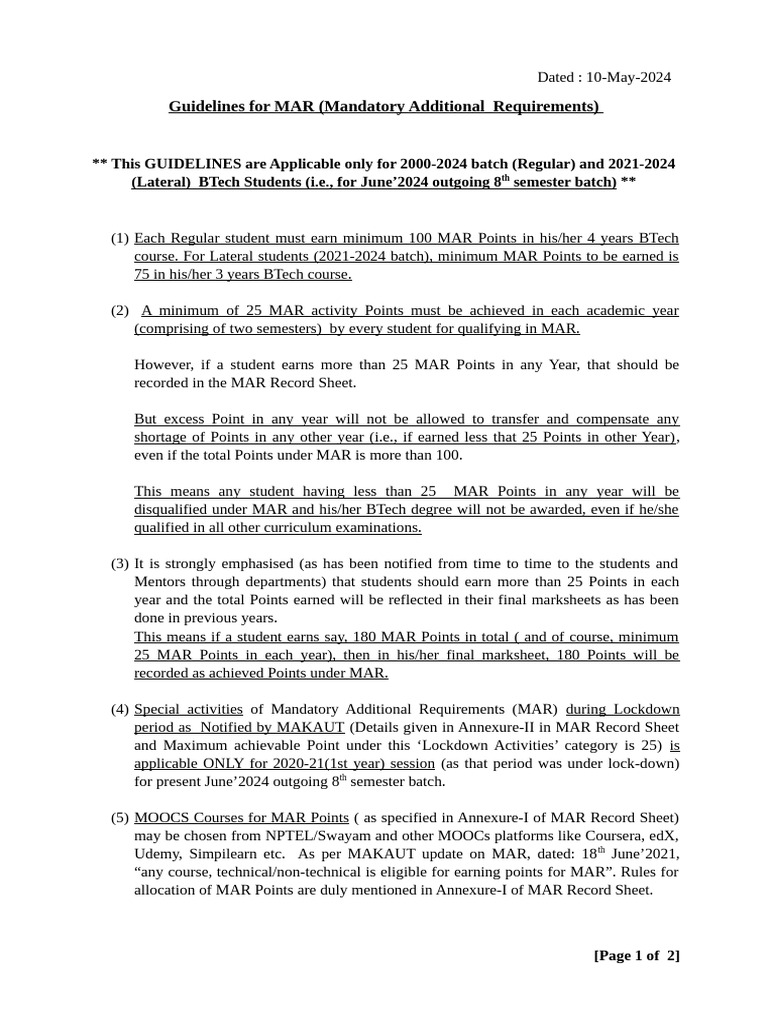 02 Guidelines For MAR | PDF