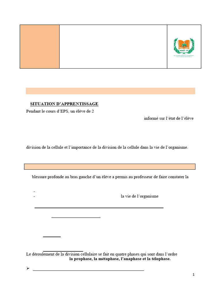 2 A Code SVT Durée: 6H: Mon École À La Maison | PDF