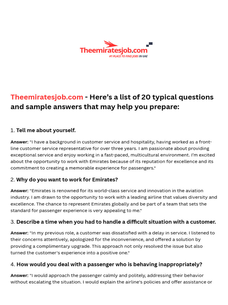Emirates Questions | PDF