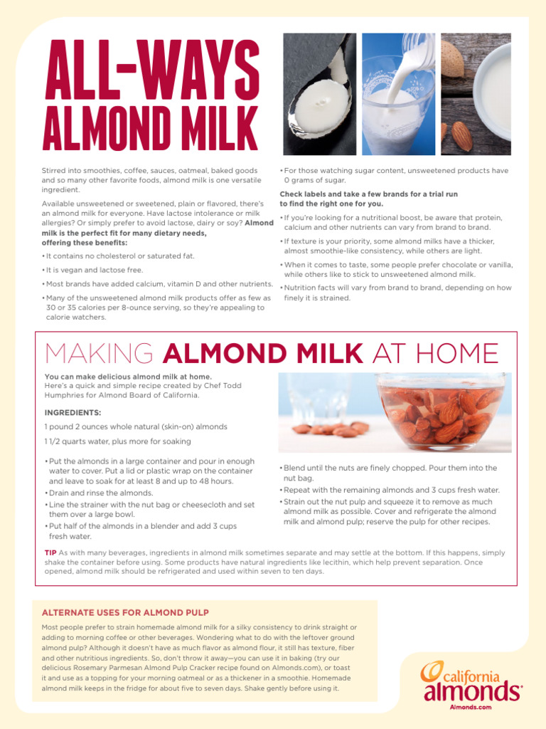 Homemade All Ways Almond Milk | PDF