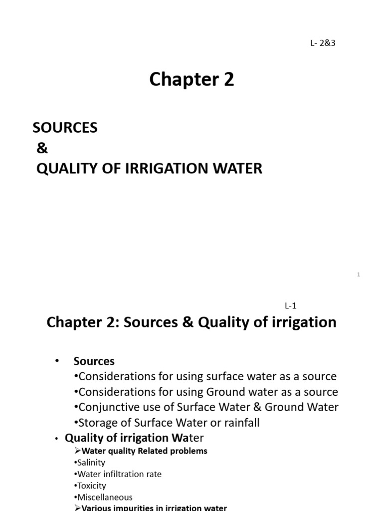 CE 461 CH 2 Sources and Quality of Irrigation Water L 2 &3 | PDF