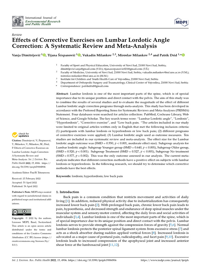 Effects of Corrective Exercises On Lumbar Lordotic Angle Correction: A ...