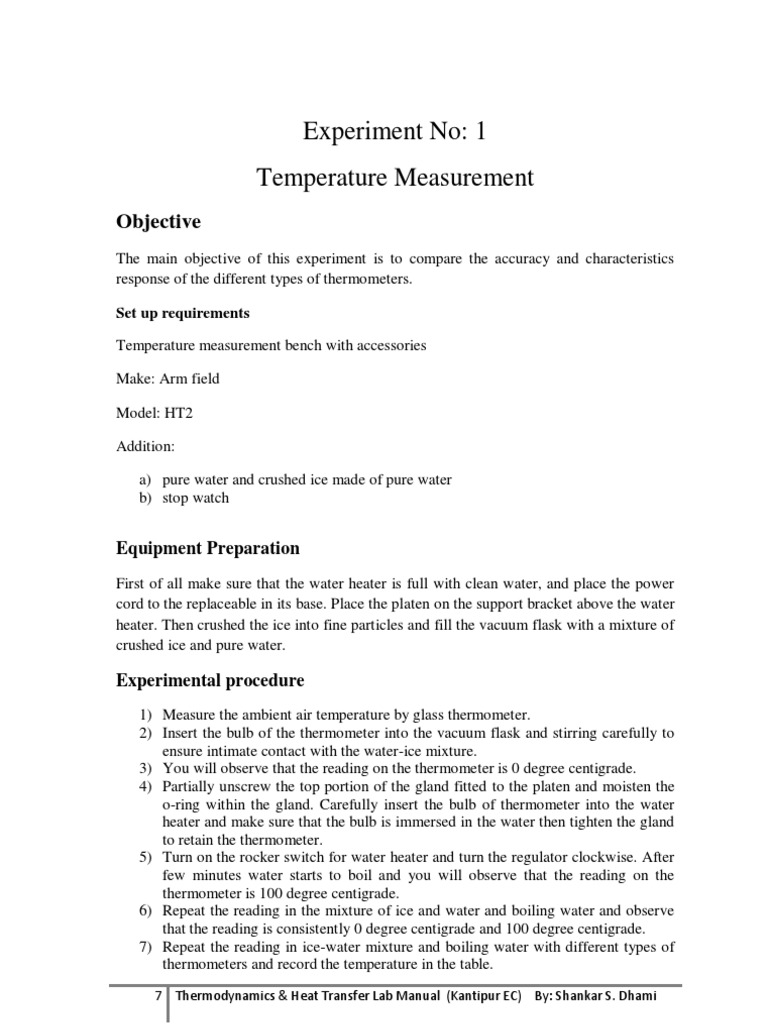 Thermodynamics Lab Manual Overview | PDF | Heat Transfer | Thermal ...
