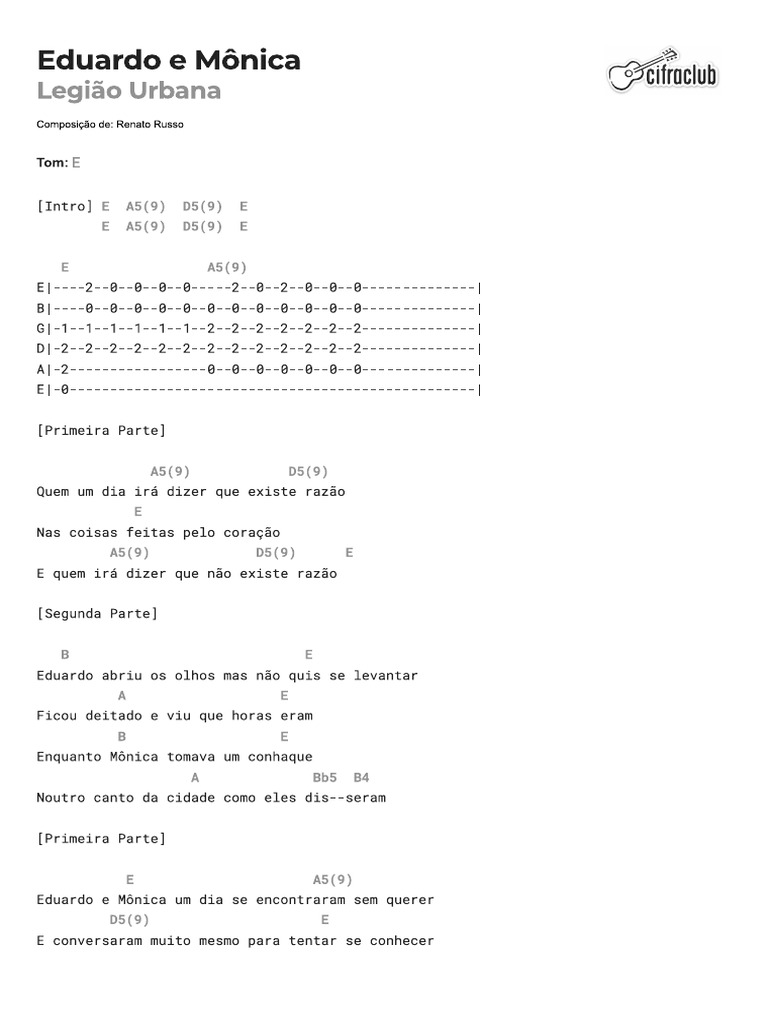 Eduardo E Monica Legião Urbana Letra – PCZXR