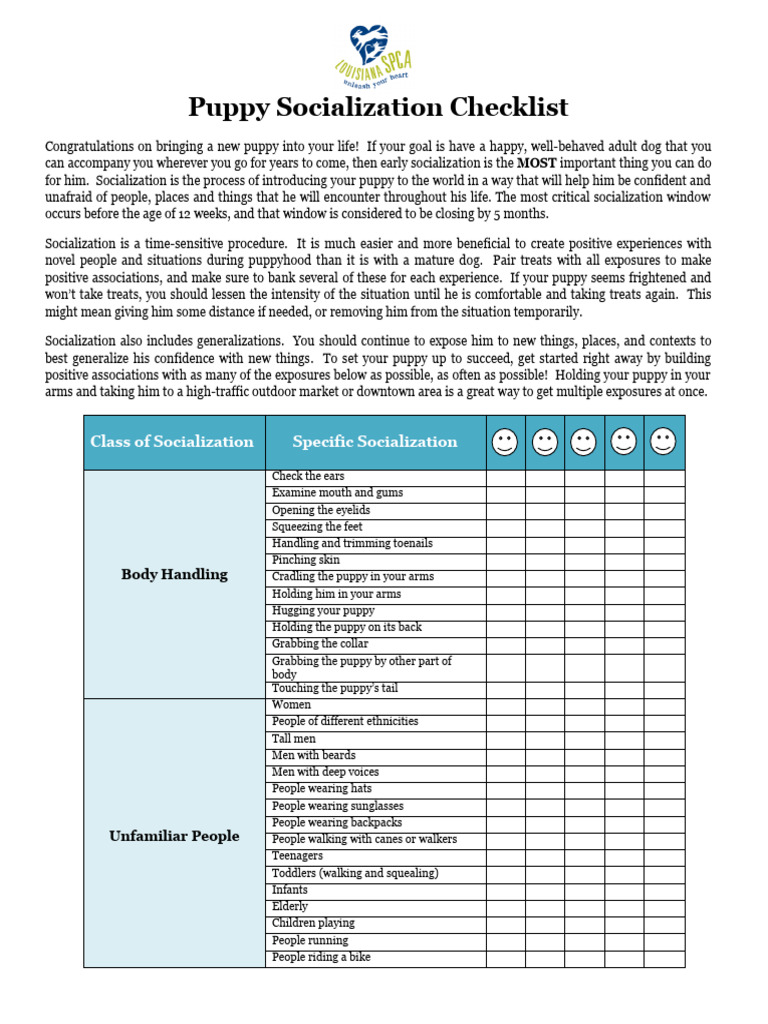 Puppy Socialization Checklist | PDF