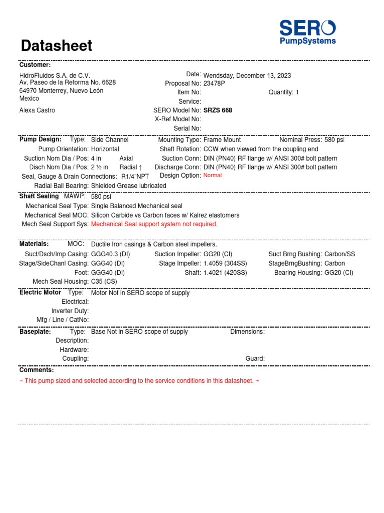 SERO SRZS 668 - Data Sheet | PDF