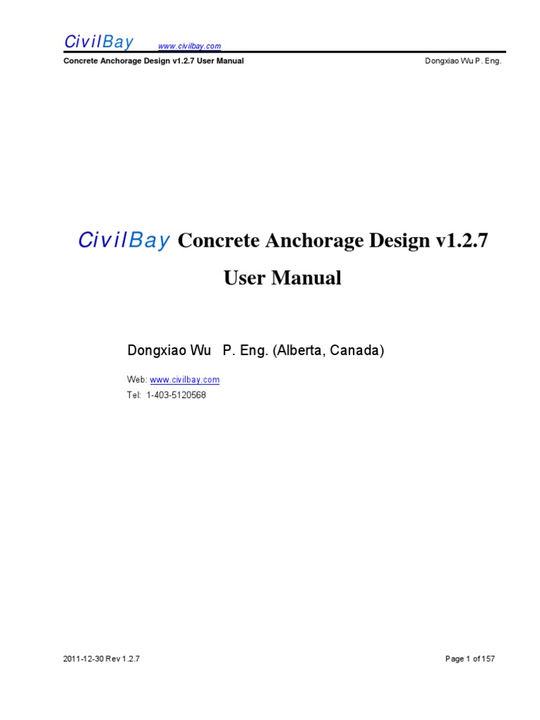 CivilBay Anchor Bolt Design Example Anchor Bolt Design Spreadsheet ACI