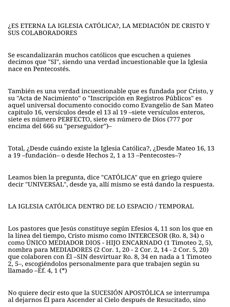 Eternidad de la Iglesia Católica y Cristo | PDF | Cristo (título ...