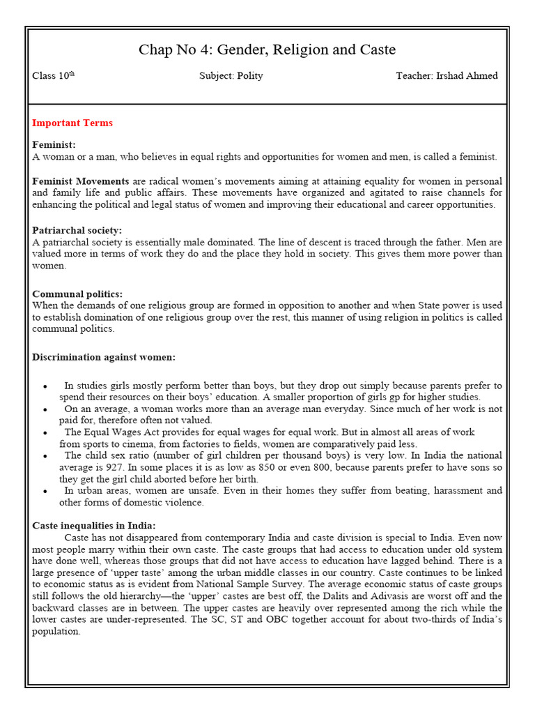 Gender Religion and Caste | PDF