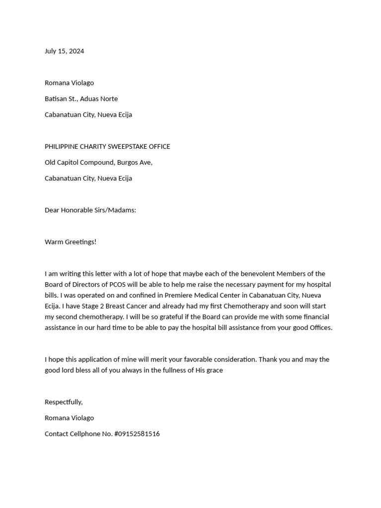 Letter For Pcso | PDF