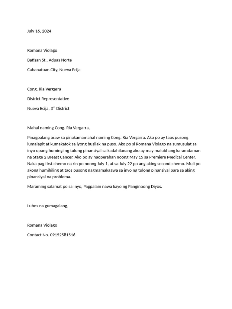Letter For Ria Vergarra | PDF