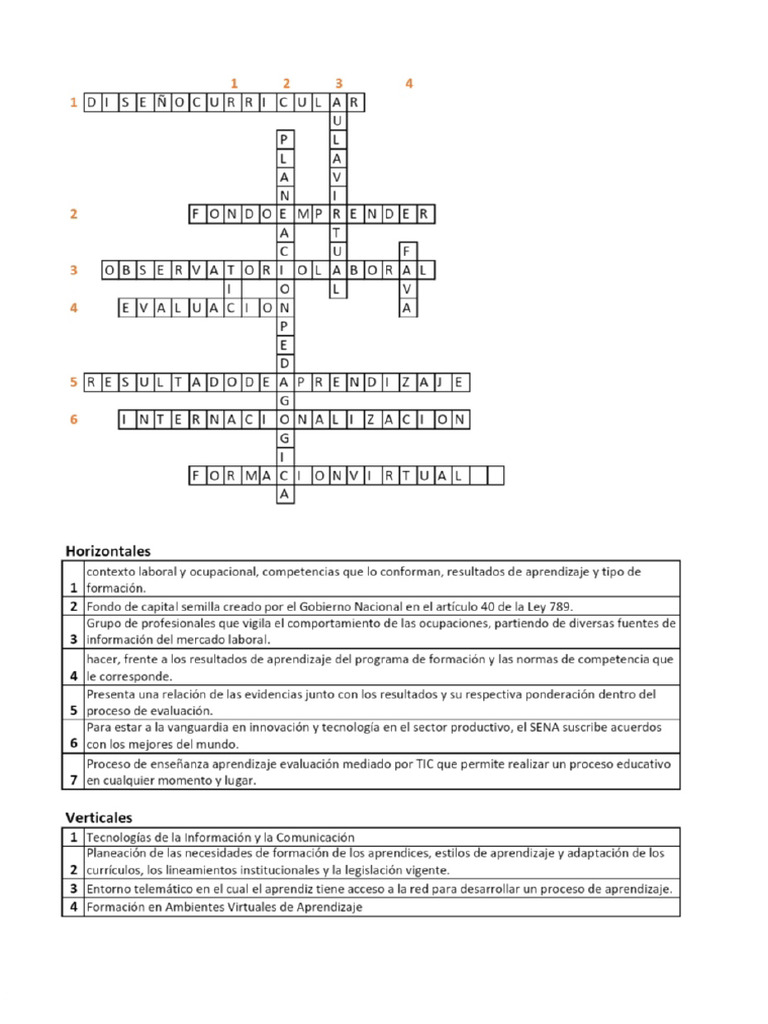 Crucigrama. AA3-EV01 | PDF