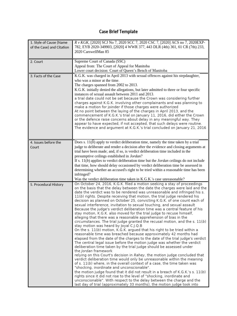 Case Brief Template | PDF
