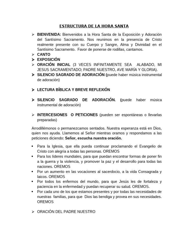 Estructura de la Hora Santa Católica | PDF | eucaristía | Cocina ...