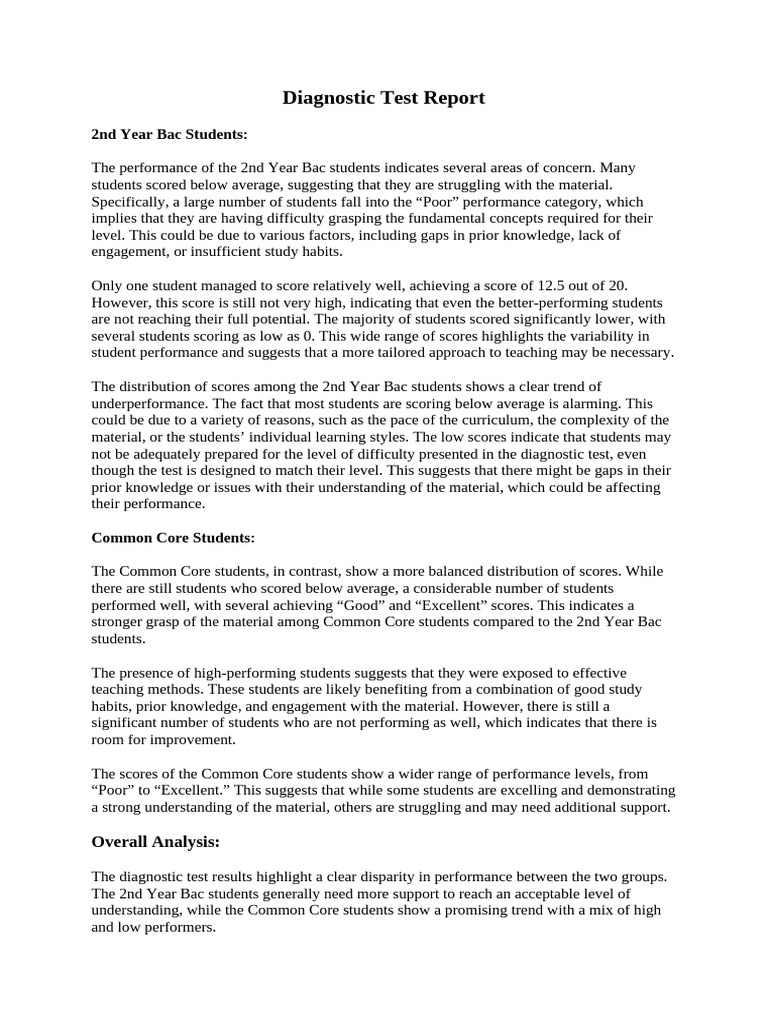 Diagnostic Test Report Pdf