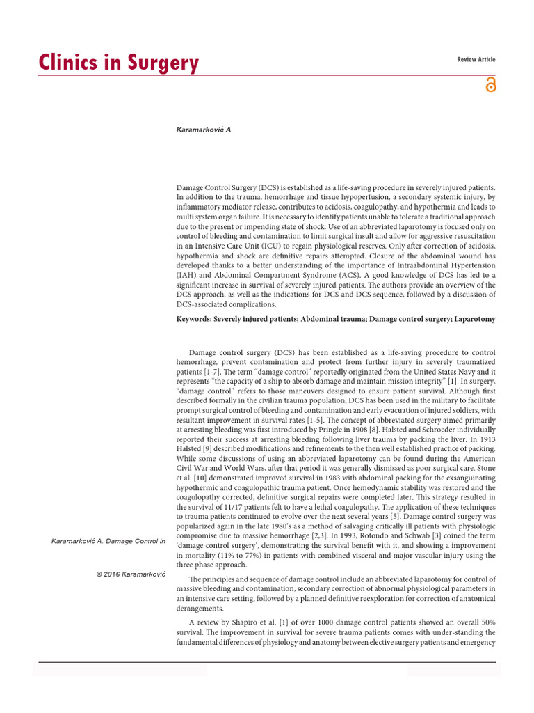 Damage Control in Abdominal Surgery 2563 | PDF | Shock (Circulatory ...