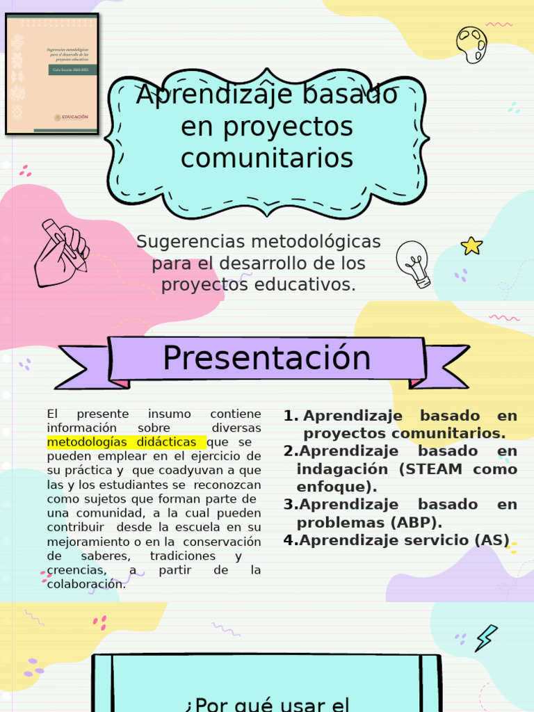 Presentación Aprendizaje Basado en Proyectos Comunitarios Vania | PDF