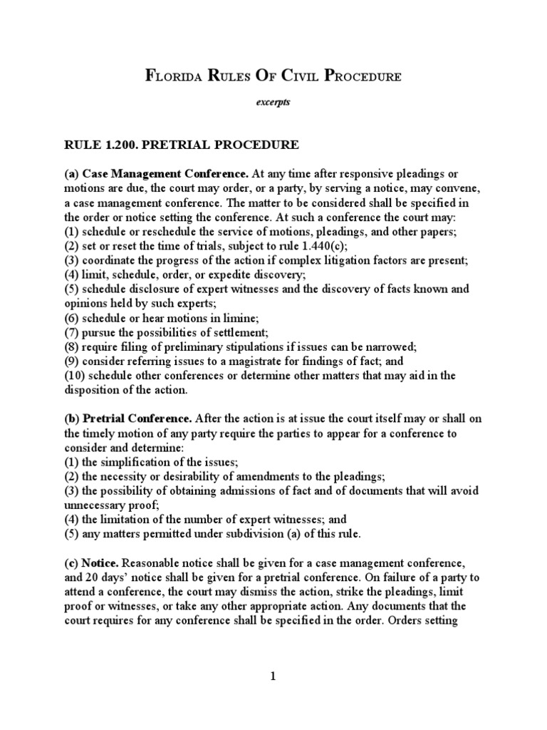 Florida Rules of Civil Procedure Re Complex Litig PDF