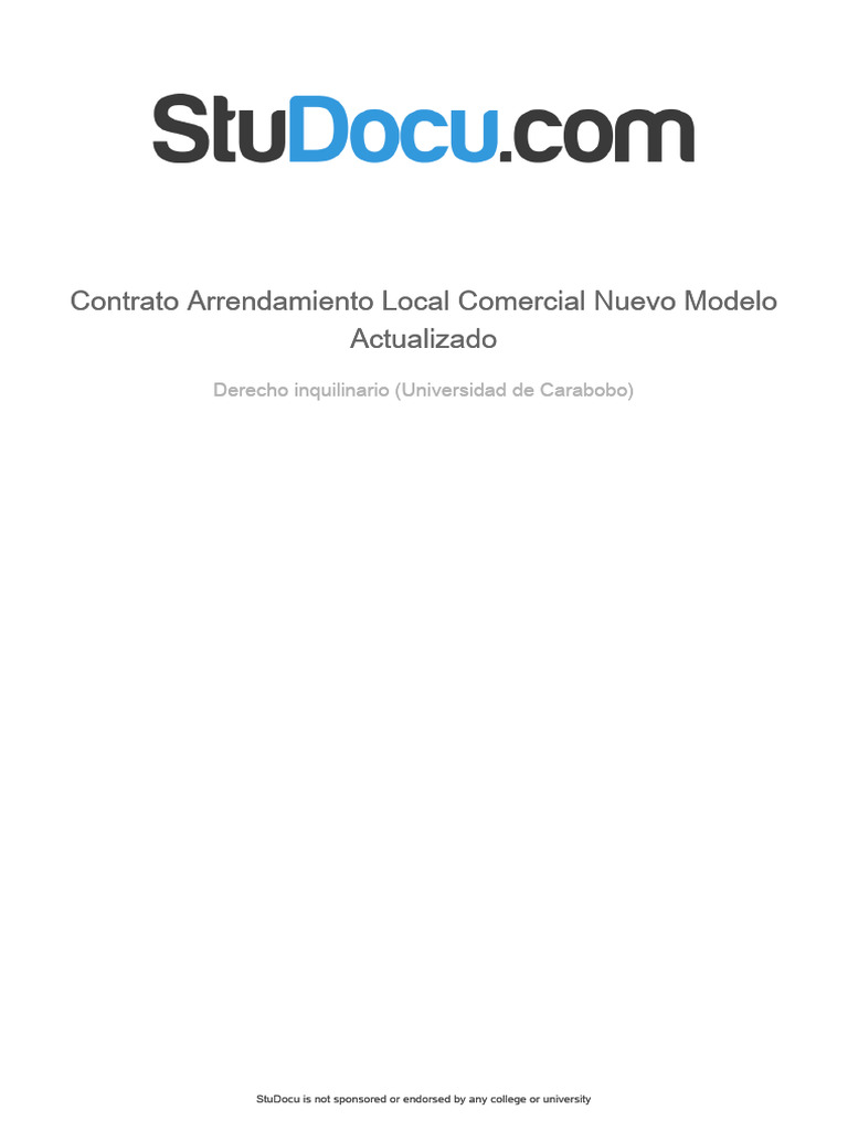 Contrato Arrendamiento Local Comercial Nuevo Modelo Actualizado | PDF