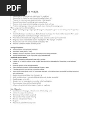 Duties of Scrub Nurse & Circulating Nurse