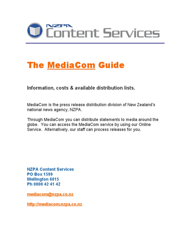 The Guide Information, Costs & Available Distribution Lists