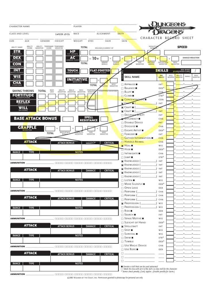 STR DEX CON INT WIS CHA HP AC: Base Attack Bonus Grapple | PDF