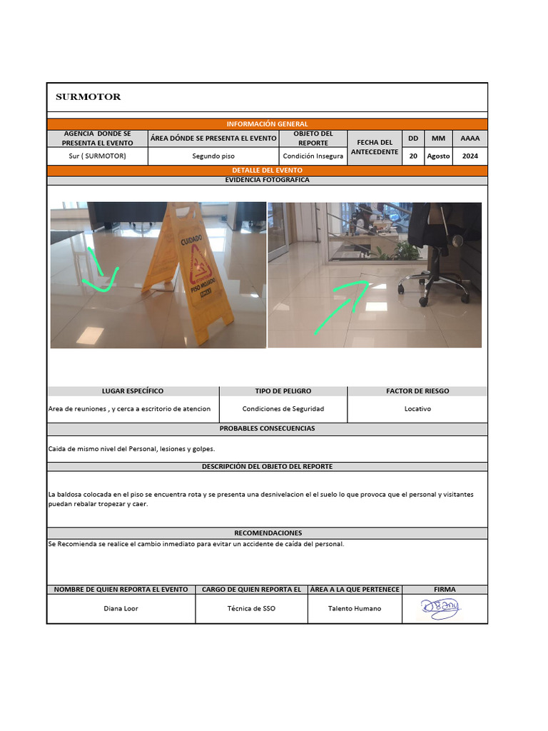 Formato Reporte de Actos y Condiciones Inseguras 1 | PDF