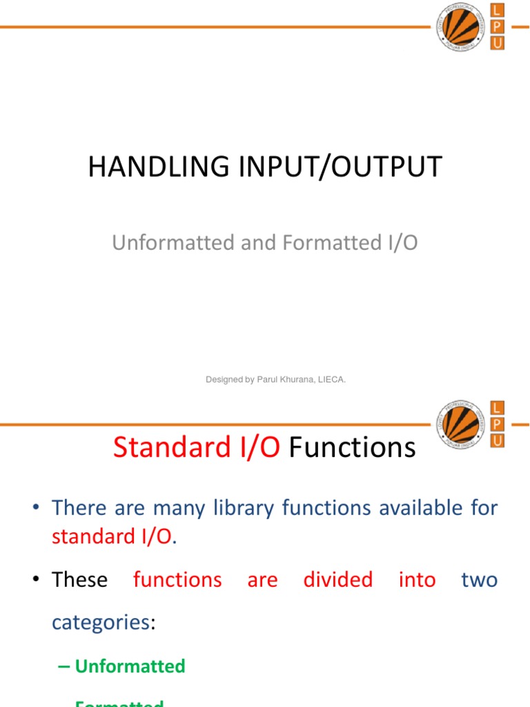 C Standard I/O Functions Explained | PDF | Input/Output | Parameter ...