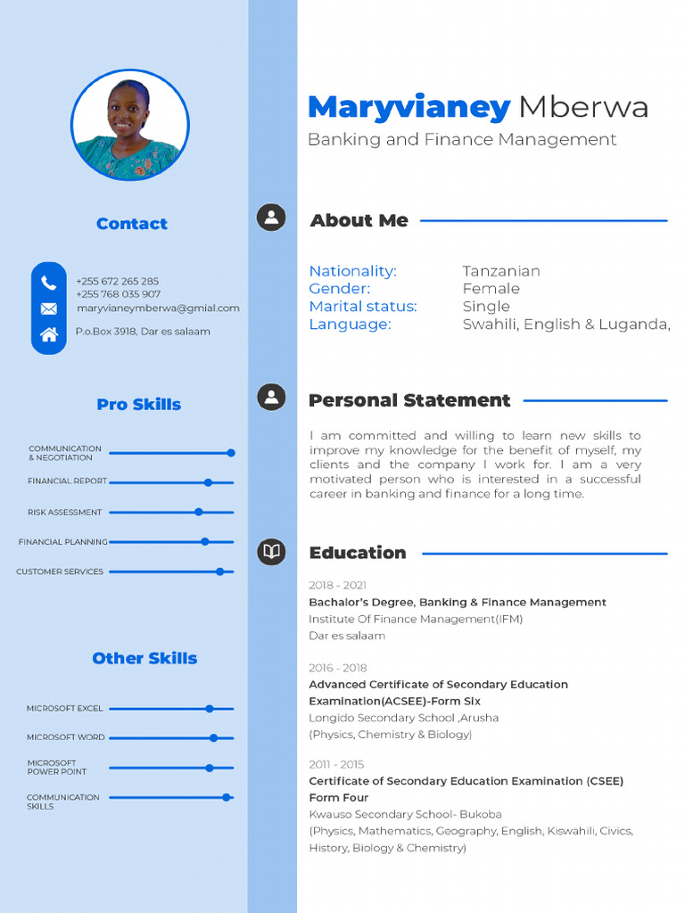 Mary Vianey Mberwa CV-2 | PDF
