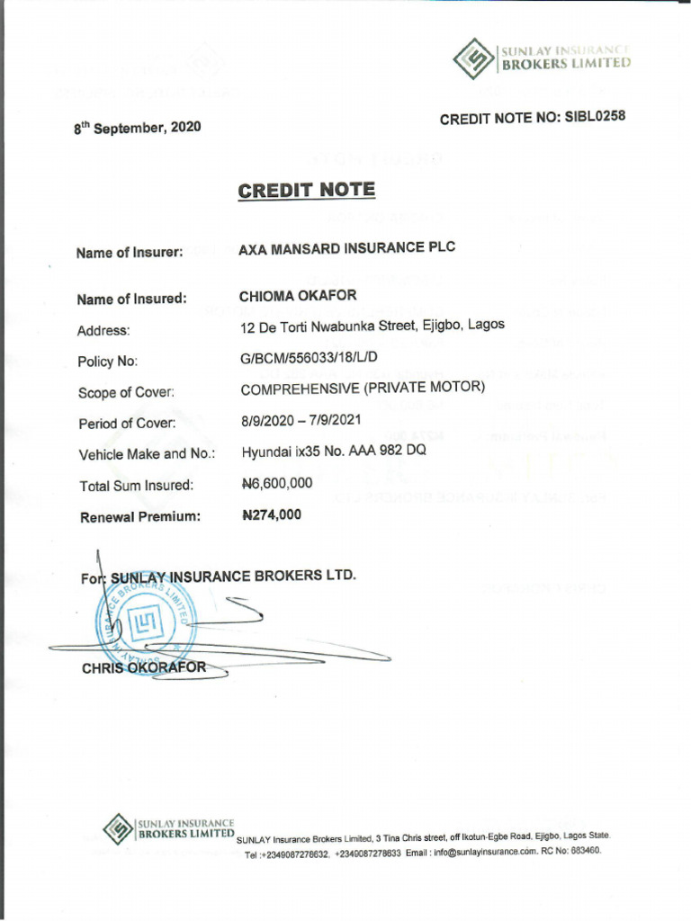 Chioma Okafor CR Note 2020 | PDF