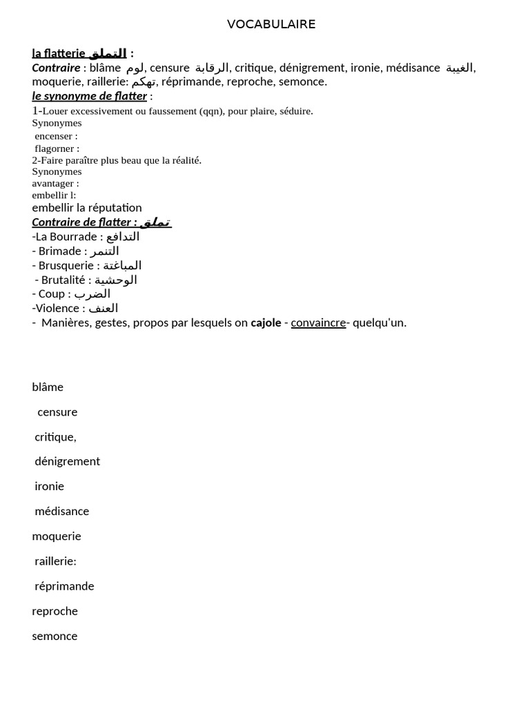 Vocabulaire francais pdf