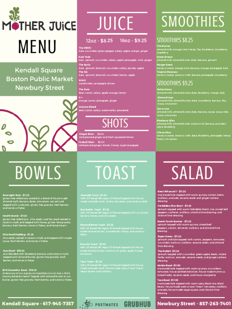 Current-Mother Juice To Go Menu 1 pdf-324-43911-1 | PDF | Vegan Cuisine ...