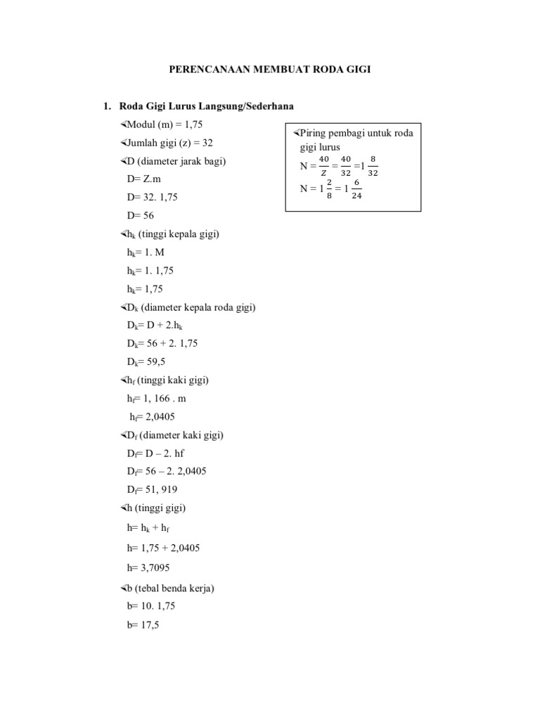Perencanaan Membuat Roda Gigi