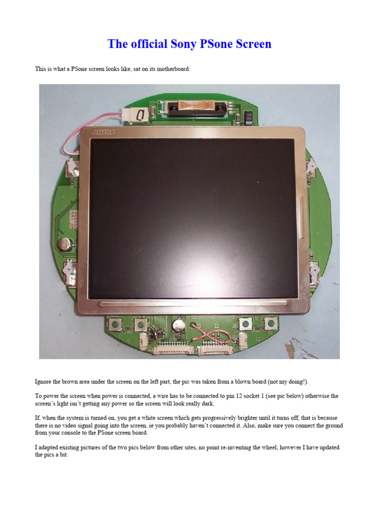 Psone Screen Wiring and Preparing | PDF