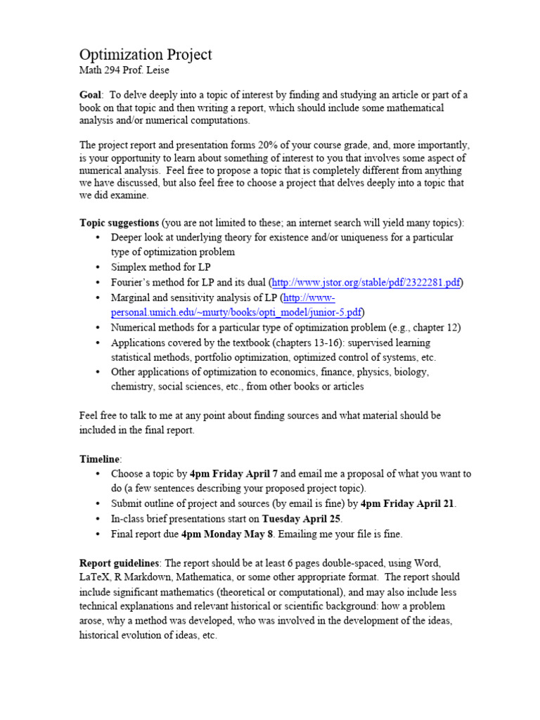 Math 294 Project | PDF