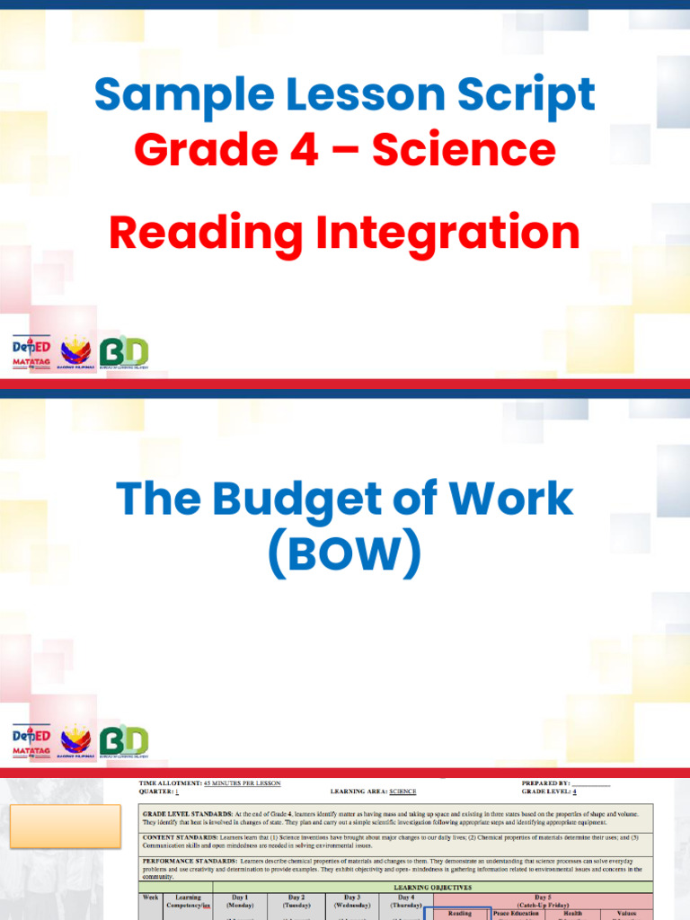 Sample Lesson Script - Science - Reading Integration | PDF
