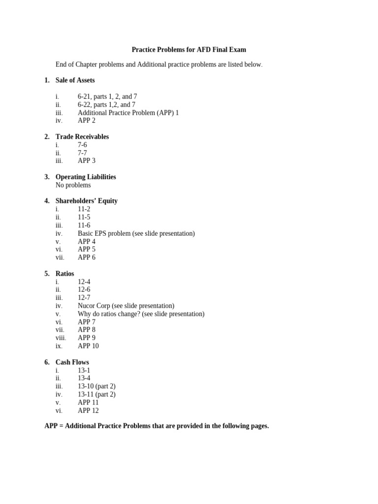 AFD Final Practice With Solutions | PDF