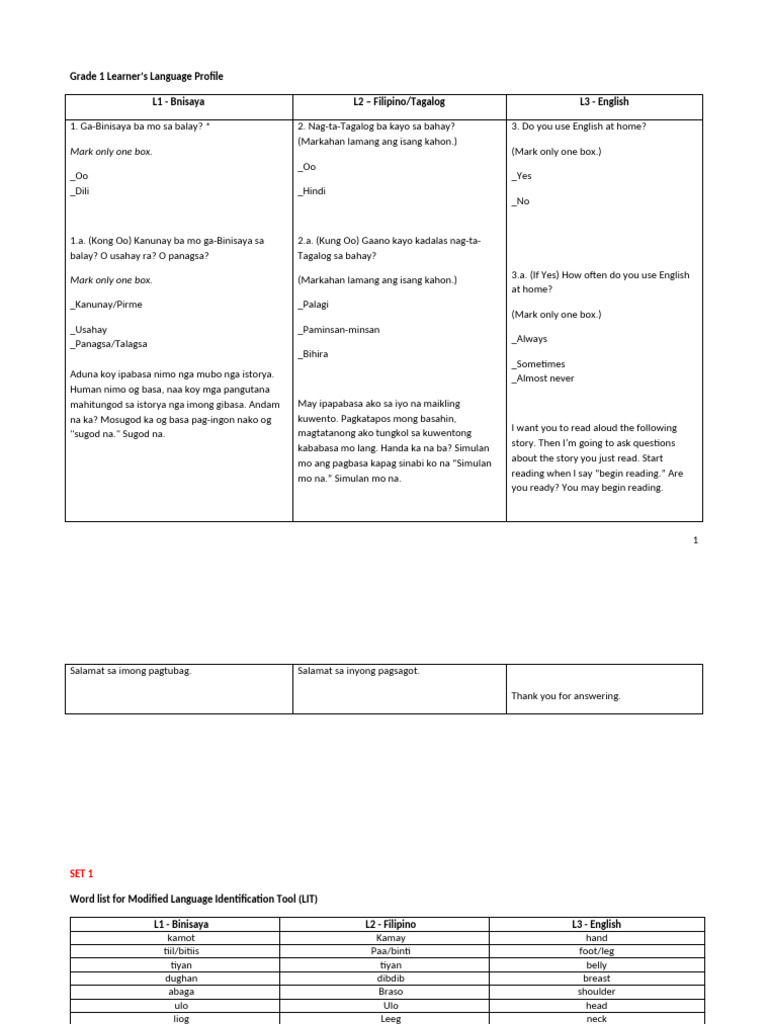 LPT - Binisaya Draft | PDF