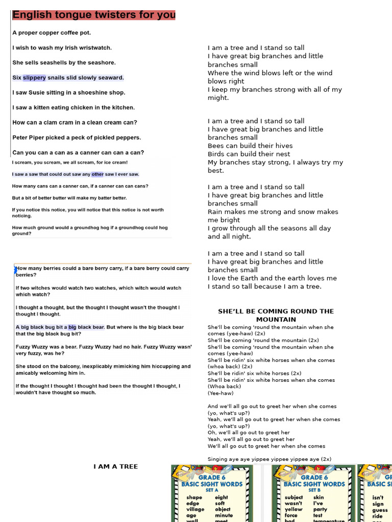 Tongue Twisters | PDF