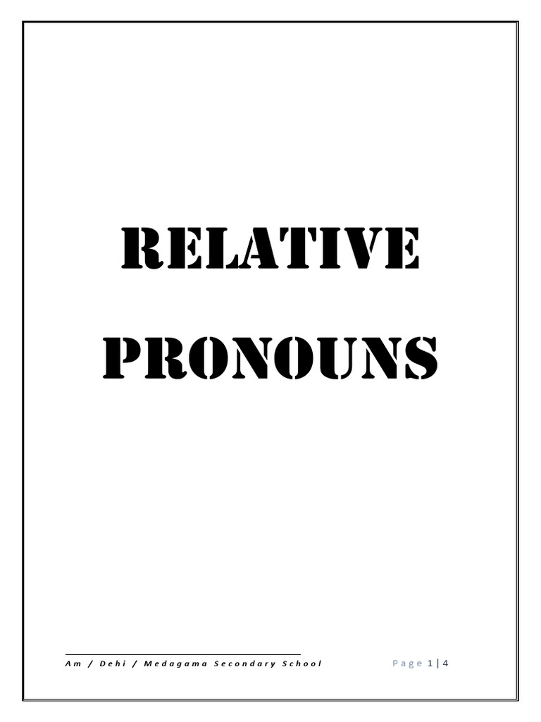Understanding Relative Pronouns in English | PDF | Pronoun | Foreign ...