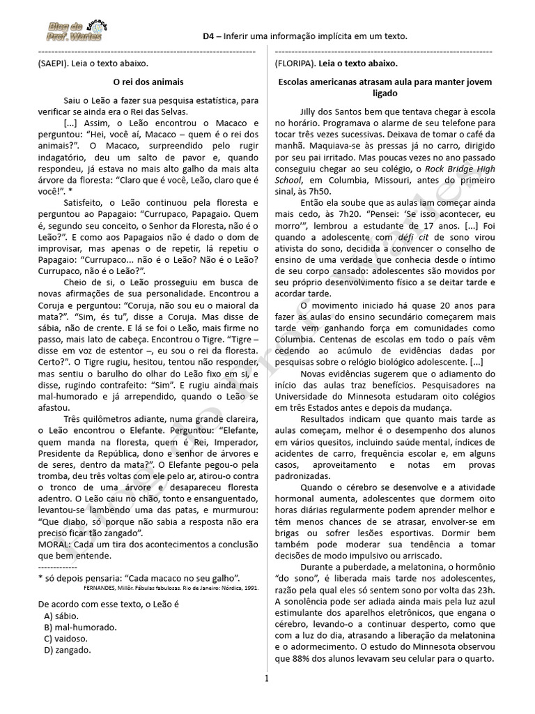 Inferir A Informaçao em Um Texto | PDF